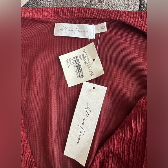 NWT Nordstrom All in Favor Dress Sz Large - Cranberry Crinkle Red Party Midi - Picture 11 of 11